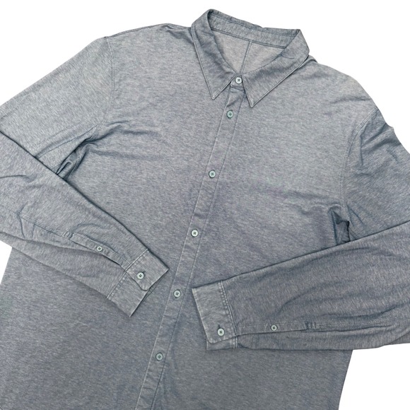 Lululemon Other - Lululemon Commission Shirt Mens XL Blue Heathered Long Sleeve Tech Button Down